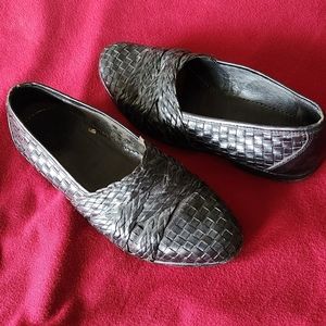 Mens wooven leather loafers